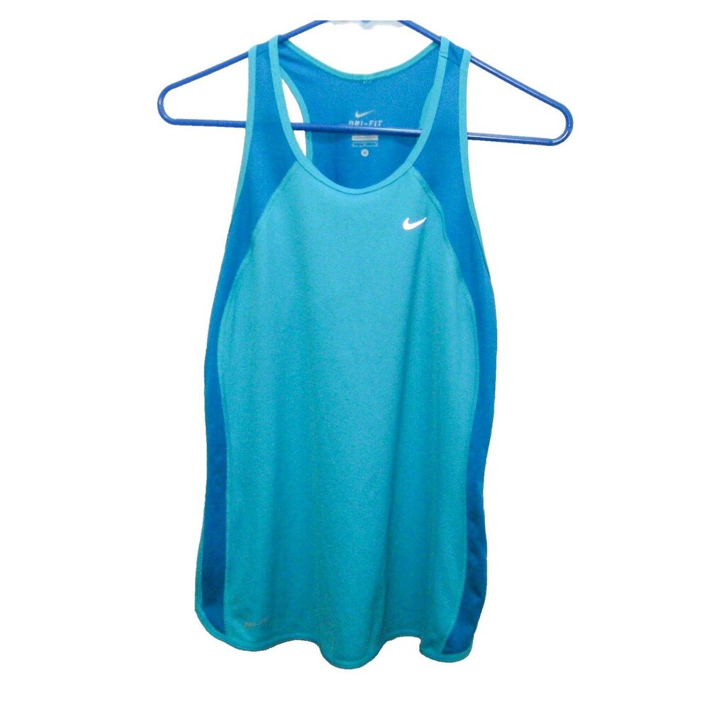Nike Tank Top Girls Medium Blue Dri-Fit Sleeveless Shirt Athletic Fitness Gym